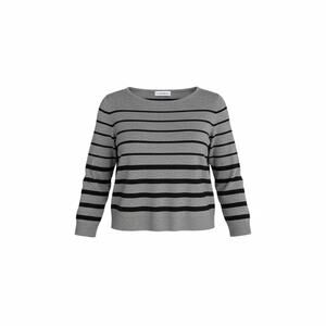 Liz Claiborne XL Gray Black Striped Sweater Lightweight Knit Top